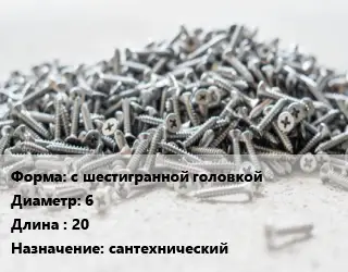 Шуруп с шестигранной головкой 6х20 сантехнический